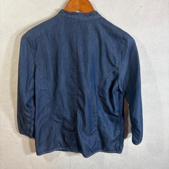 Vintage Embroidered Chambray Blue Jacket Shacket Floral City Blues Koret Small - Picture 3 of 6